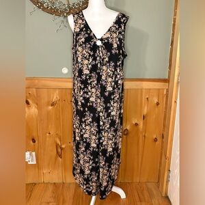 Sami & Jo Black Floral Wide Leg Jumpsuit with pockets size PXL